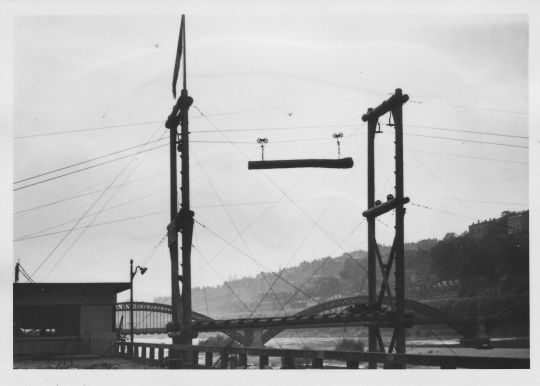 Foto Holztransport über die Rhone