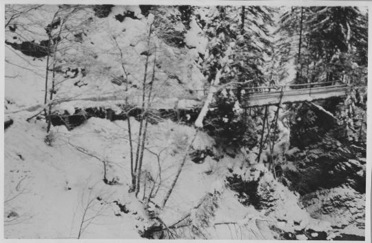 Foto Schlittweg mit Notbrücke im Furnatobel