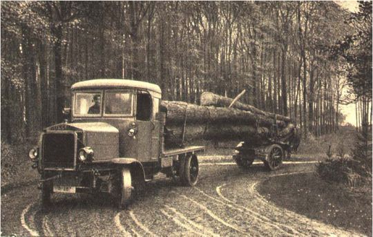 Foto Transport von Langholz mit Motorlastzug
