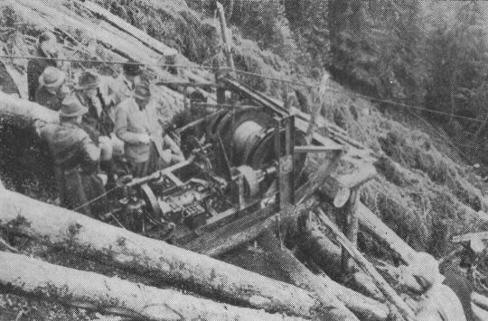 Foto "Bergstation einer Aufstellung des Seilkranes System Gosch-Hinteregger"