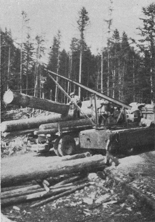 Foto "Auf Lastwagen aufgebauter, drehbarer Verladekran"