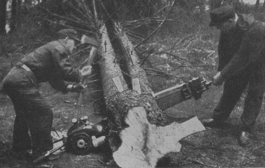 Foto "Beseitigung einer Klemmung im Starkholz mittels Keil"