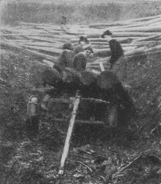 Foto "Überachsiges Rücken von Holz mit Halbwagen für Zug durch "Unimog"".