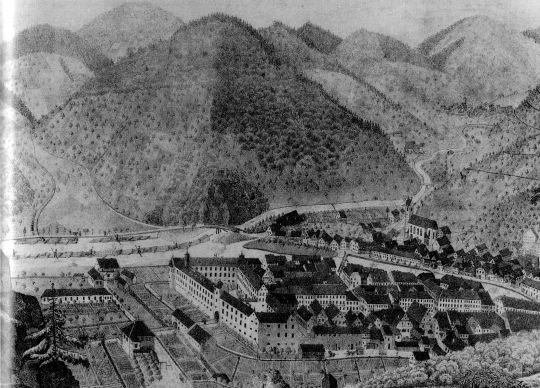 Foto "Wolfach im Kinzigtal. Unterhalb der Einmündung der Wolf in die Kinzig..."