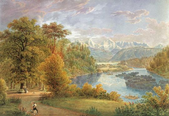 Foto "Gabriel Lory Père: Ausblick von der Elfenau auf die Aare und die Alpen"