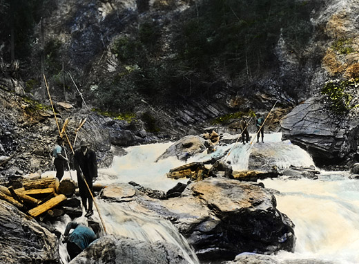 Foto Holztrift im Bergbach