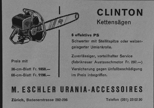 Foto Werbung für Clinton Säge