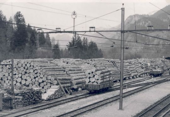 Foto Holzlagerplatz am Bahnhof Klosters