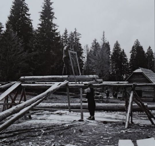Foto Zuschneiden von Stammholz